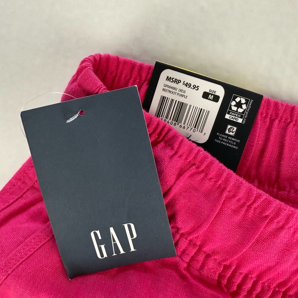NWT GAP Pink Linen Elastic Waistband Pockets‎ Pull on Shorts Medium Women - Picture 6 of 10